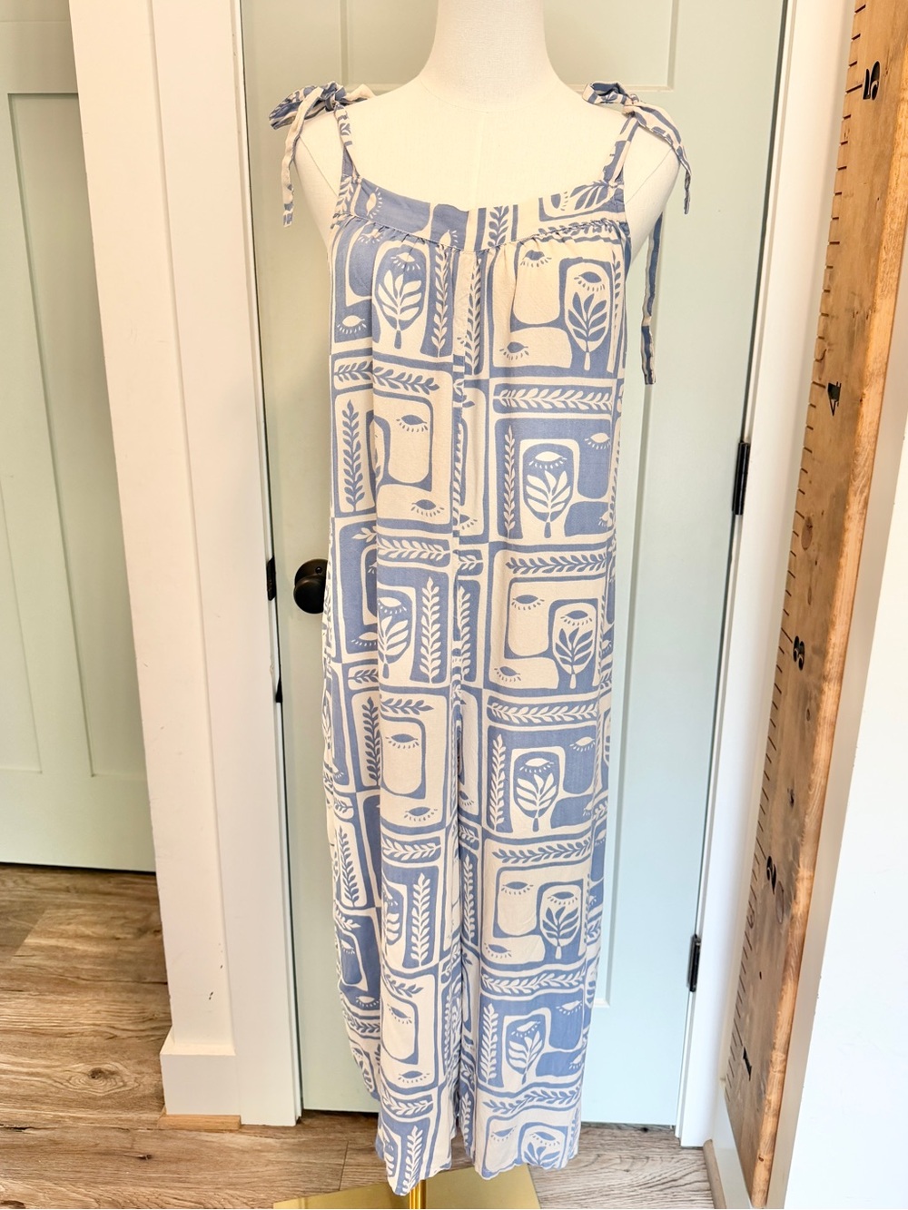 World Market Jumpsuit Romper Wide Leg Small Medium Viscose Natural Boho